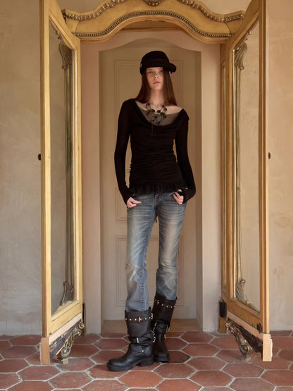 Mesh Double-Layer Ruched Base Layer