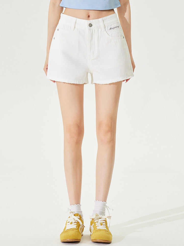 Raw-Edged Cool Denim Shorts - CHINASQUAD