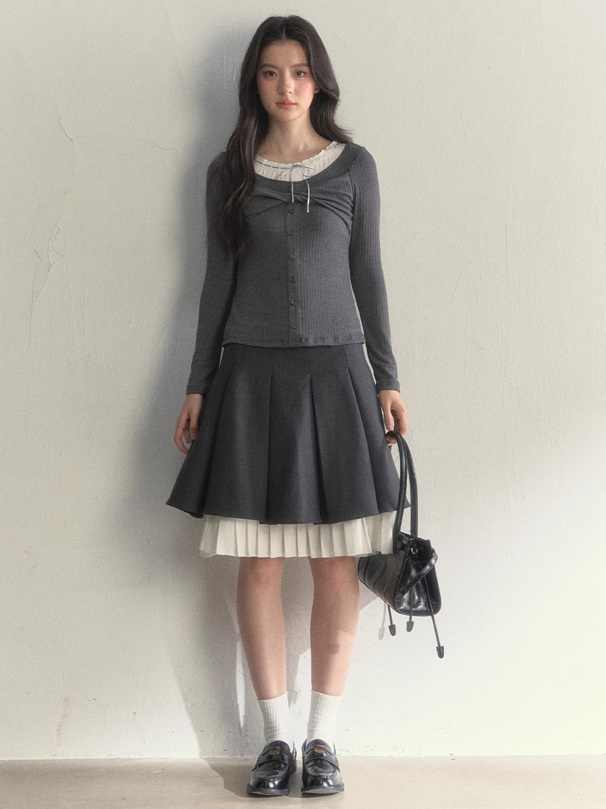 Bow-Tied Knit Long Sleeve T-Shirt