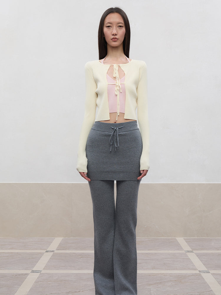 Spun Long-Sleeve Knit Cardigan