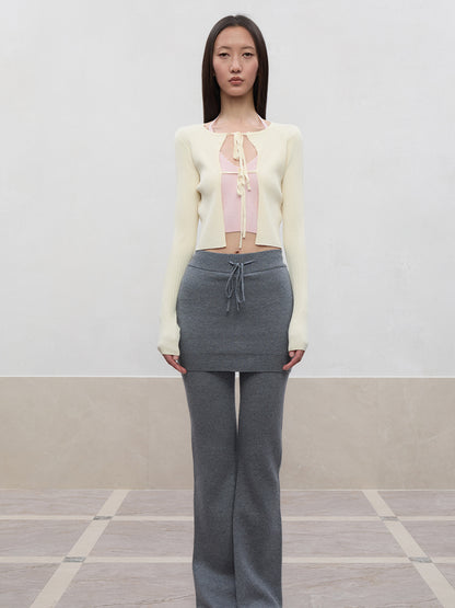 Spun Long-Sleeve Knit Cardigan