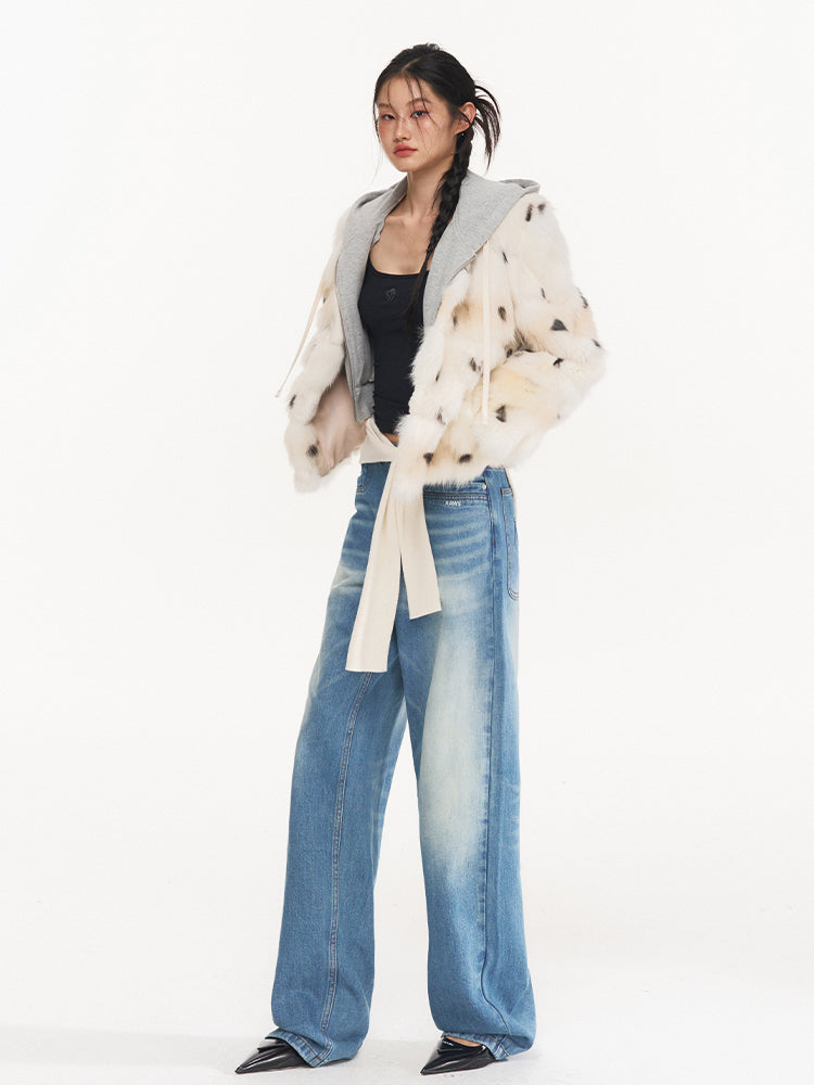 Water-Washed Low-Waist Loose Straight-Leg Pants