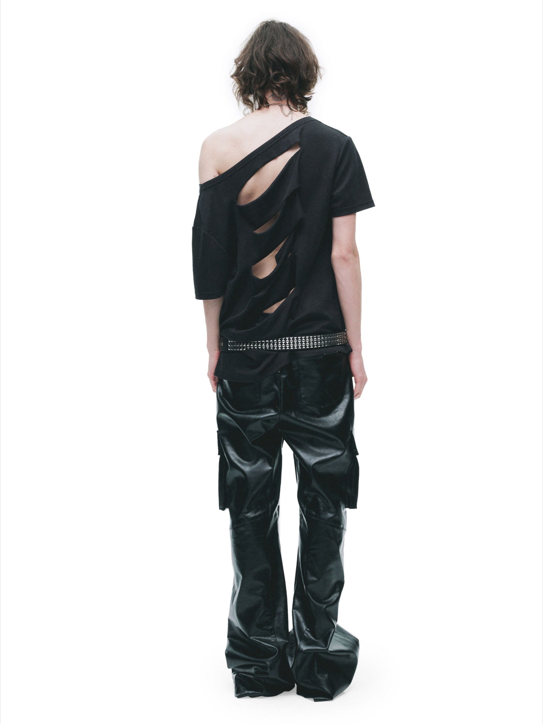 Laser-Burn Punk Graphic Oversized T-Shirt