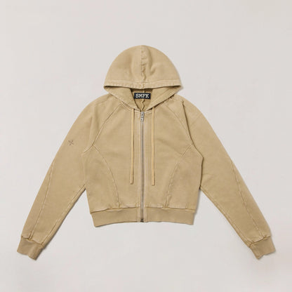 Wild Vintage Zip-up Cropped Hoodie