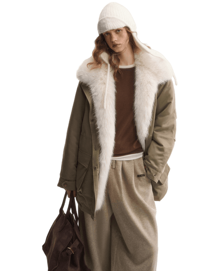 Fur-Trim Padded Utility Parka Jacket