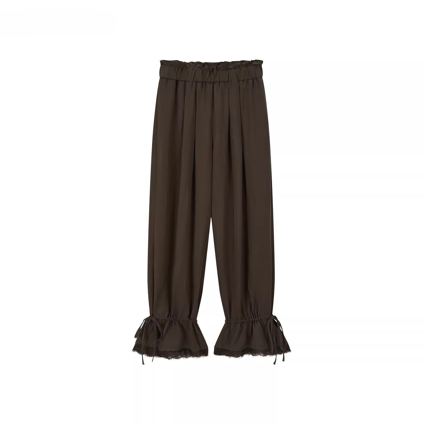 Lace-Trim Relaxed Straight-Leg Trousers