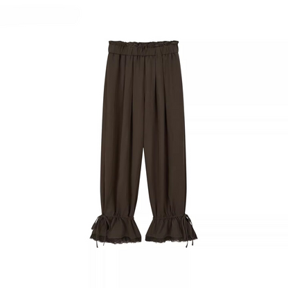 Lace-Trim Relaxed Straight-Leg Trousers
