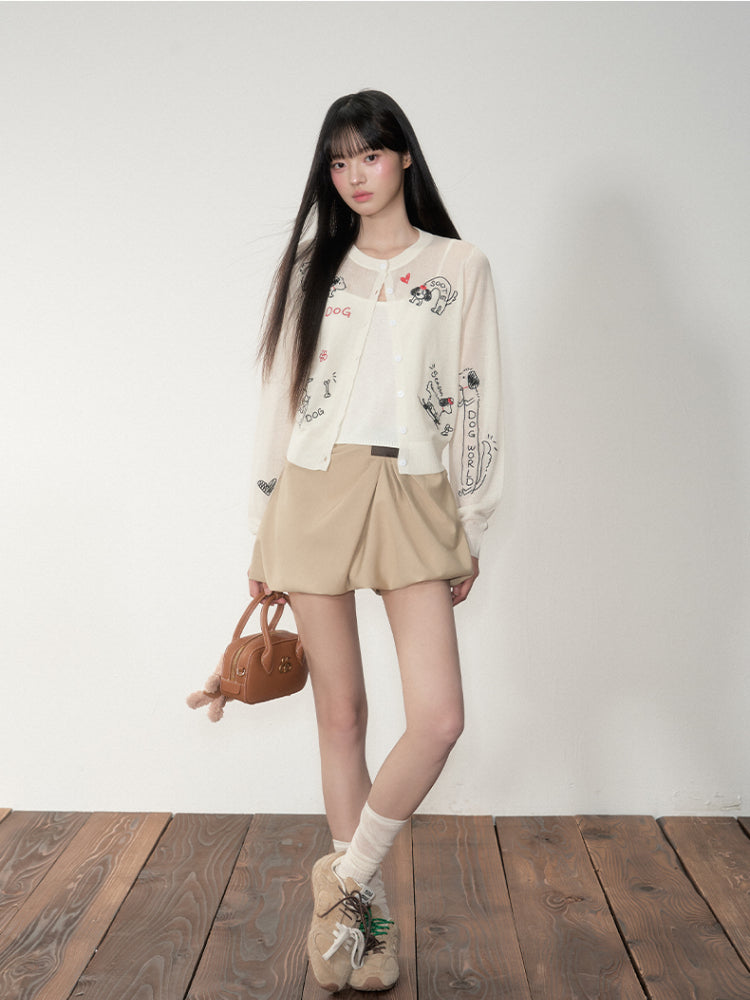 Embroidered Puppy Sun-Protective Knit Cardigan - CHINASQUAD