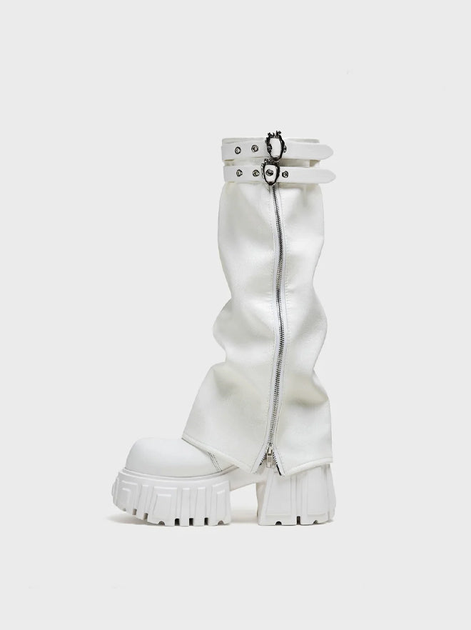 Platform White Ankle Boots