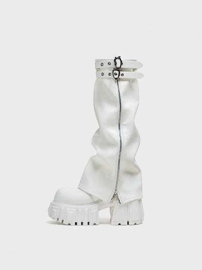 Platform White Ankle Boots