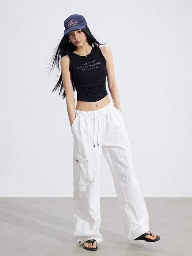Logo Cinched Waist Sleeveless Tank Top