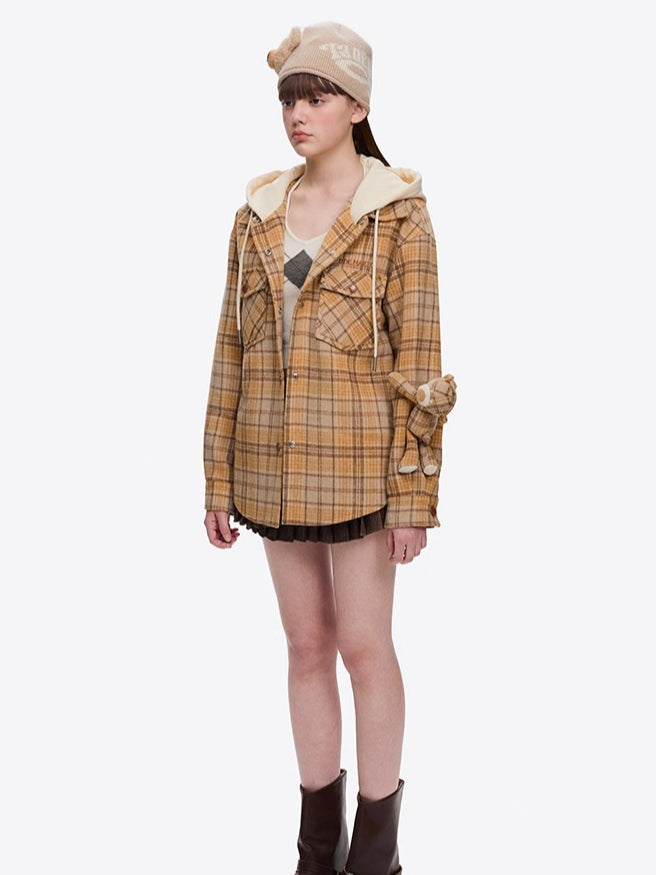 Plaid Hooded Retro Overshirt Jacket