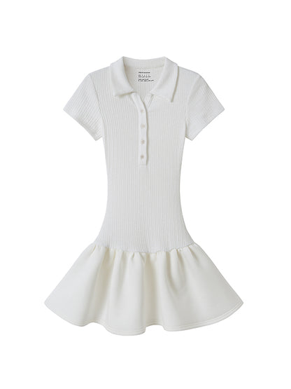 (Final Sale) Polo Collar Tennis Patchwork Mini Dress