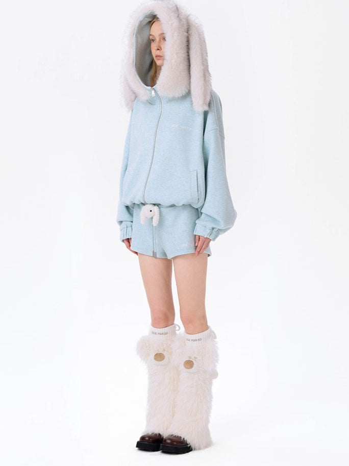 Plush Doll Fleece-Lined Straight Shorts