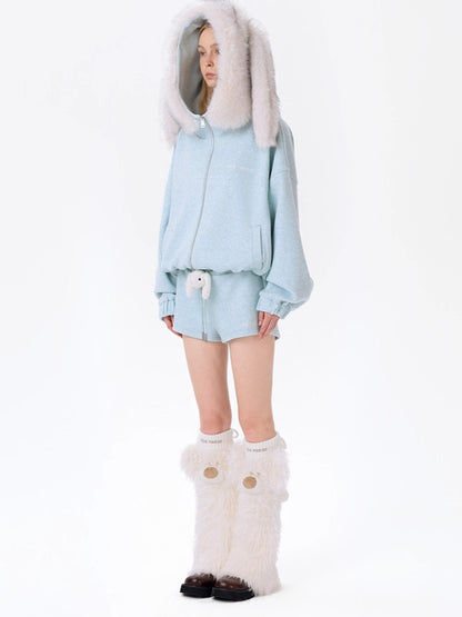 Plush Doll Fleece-Lined Straight Shorts