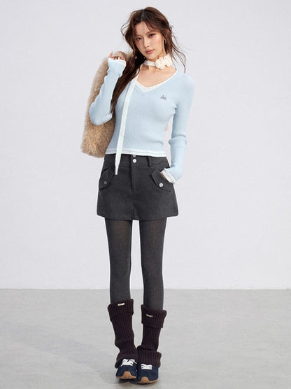Slim-Fit Soft-Touch Knit Blouse