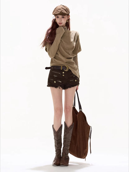 Relaxed Draped Batwing Knit Pullover