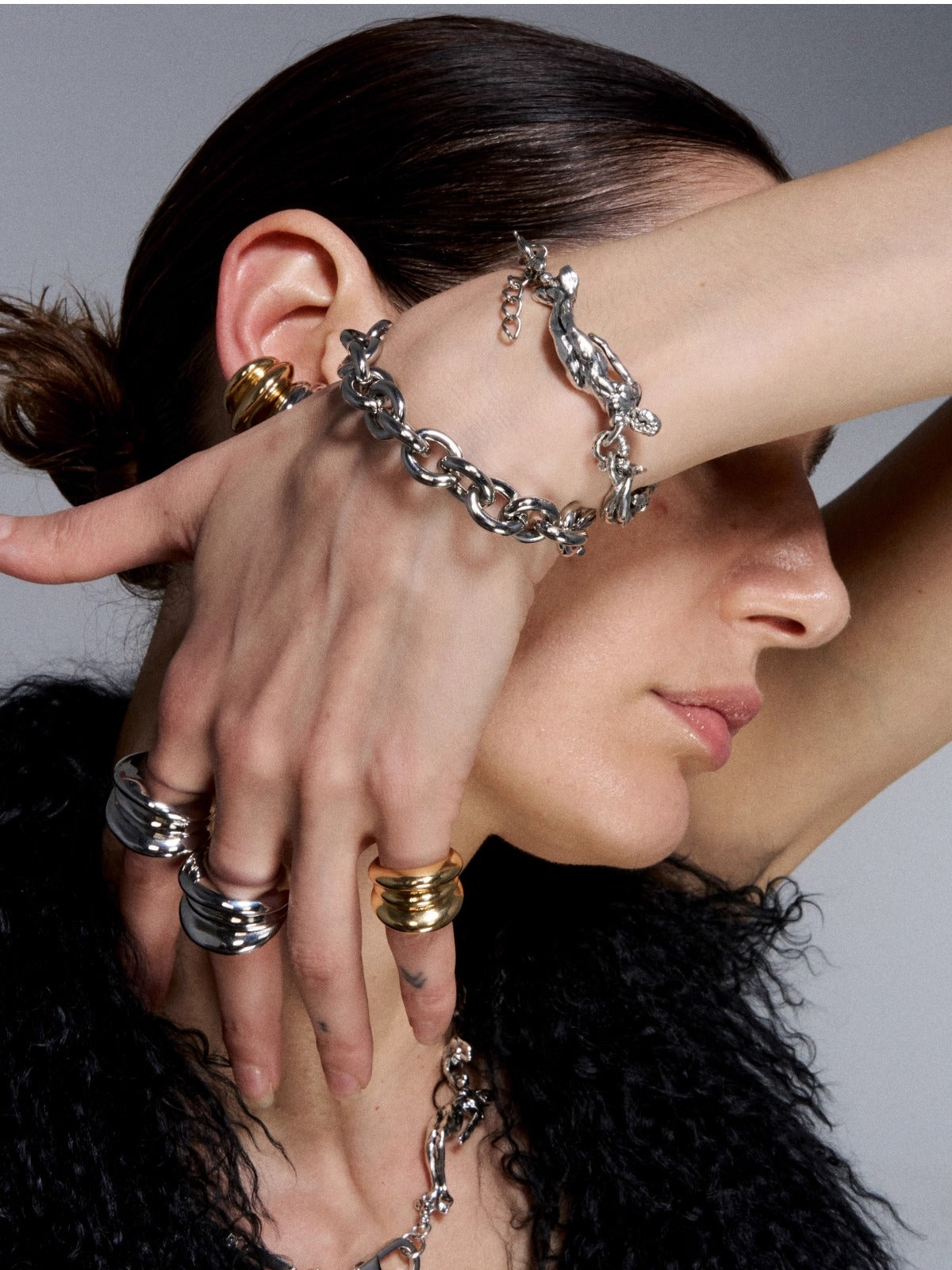 Silver Reshaped Romance Vintage Mermaid Link Bracelet