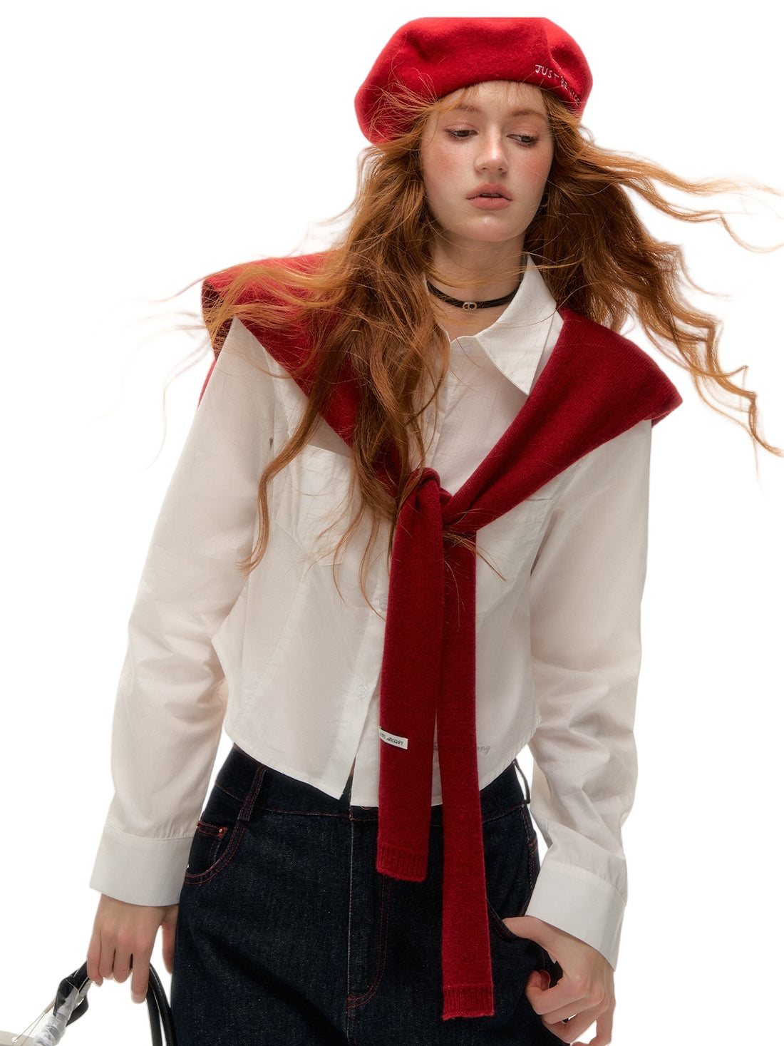 Solid Knit Tie-Front Shoulder Shawl