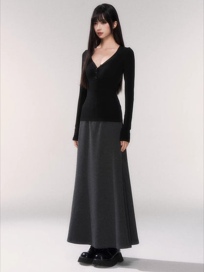 Waist-Cinching Slim-Fit Knit Base T-Shirt