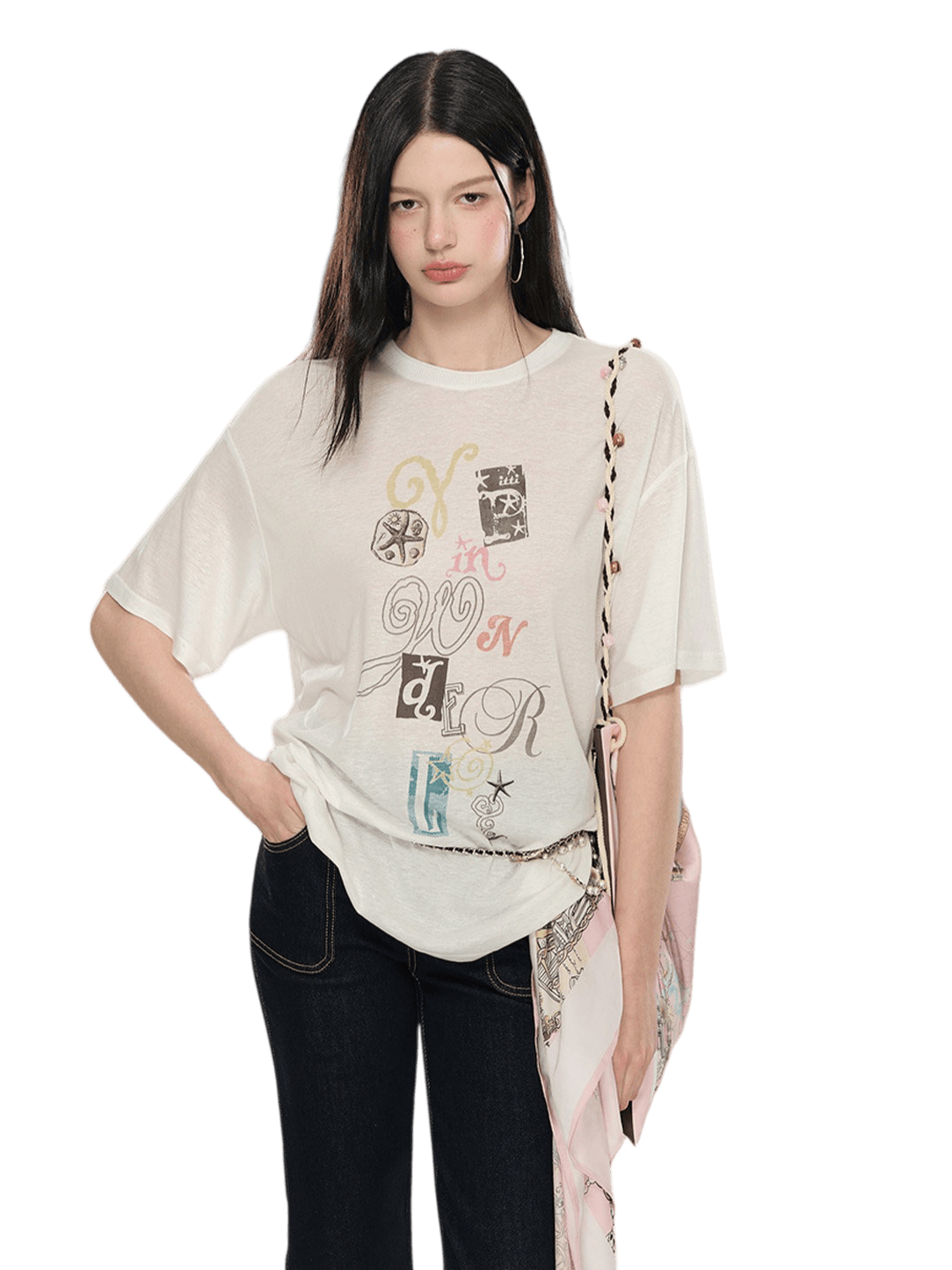 Oversized Printed Linen-Blend T-Shirt