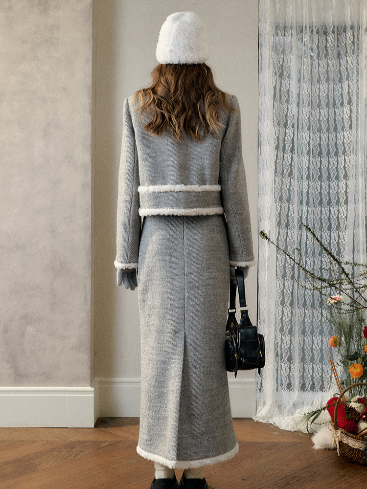 Galaxy Embroidered Wool Tweed Coat &amp; Skirt Set