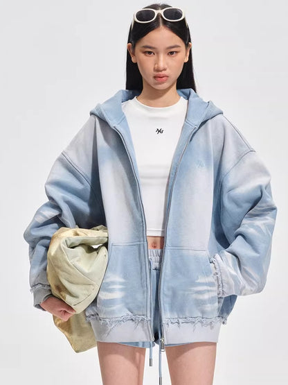 Vintage-Washed Oversized Hooded Sweatshirt