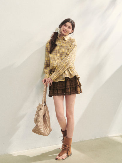 Multi-layer Ruffle Elastic Waist Tiered Skirt - CHINASQUAD