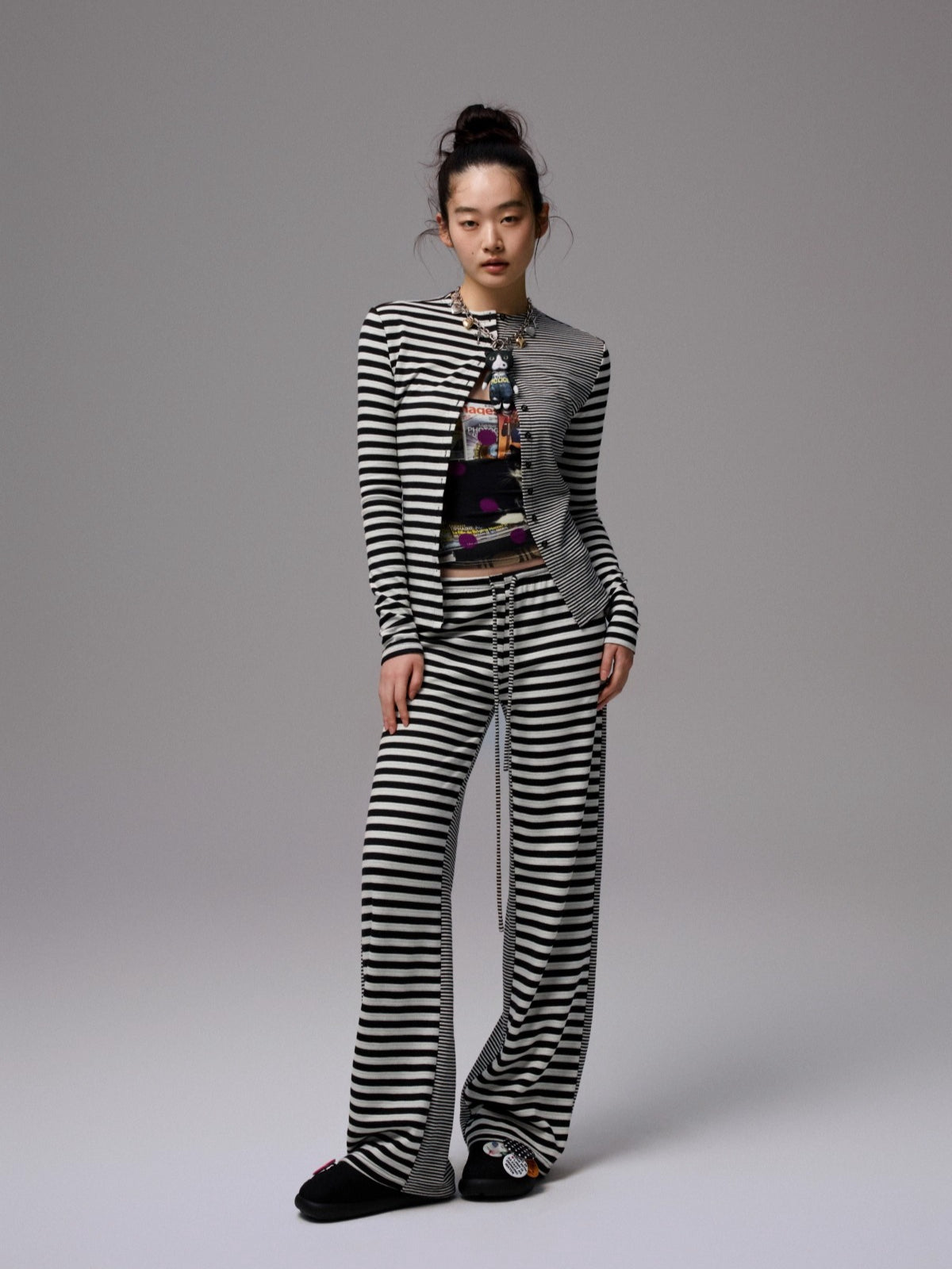 Reversible Striped Cardigan &amp; Pants Set