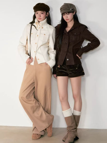 Brown Corduroy Low-Rise Slim-Fit Shorts