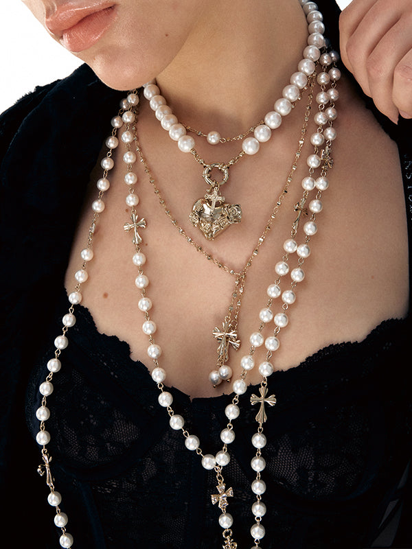 Punk Angel Heart Pearl Necklace