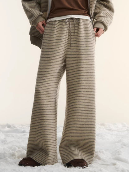 Plush Plaid Patchwork Jacket &amp; Straight-Leg Pants Set