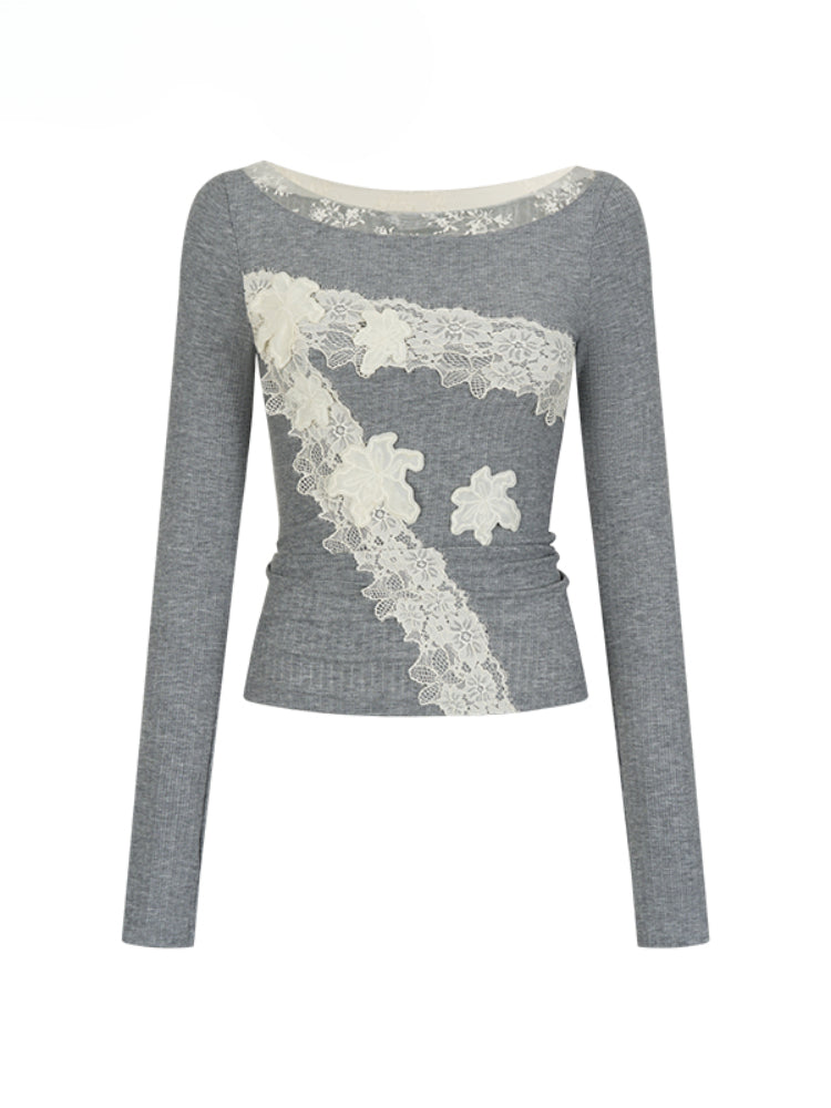 Lace-Panel Tencel T-shirt