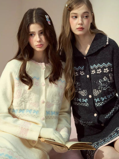 Fair Isle Cat Motif Knit Set