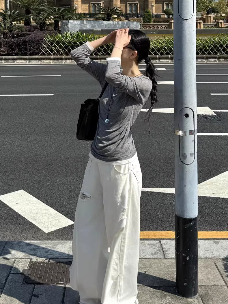 Washed Ripped Balloon-Fit Denim Jeans