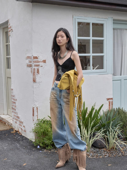 Riveted Vintage Washed Straight-Leg Jeans