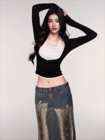 Layered Long-Sleeve Slim-Fit T-Shirt Set