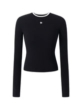 Contrast-trim Regular-shoulder Long-Sleeve T-shirt - CHINASQUAD