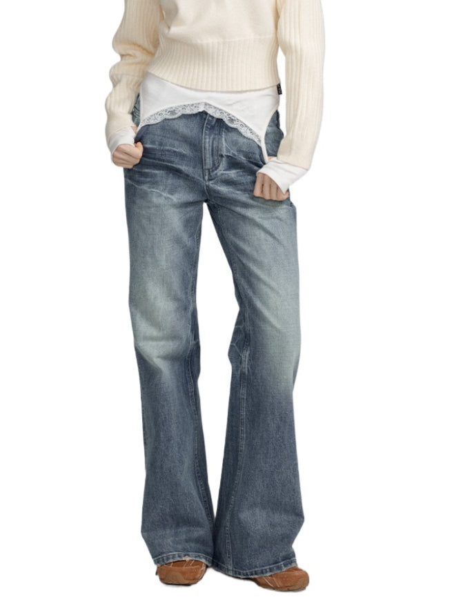 Loose Straight-Leg Denim Pants