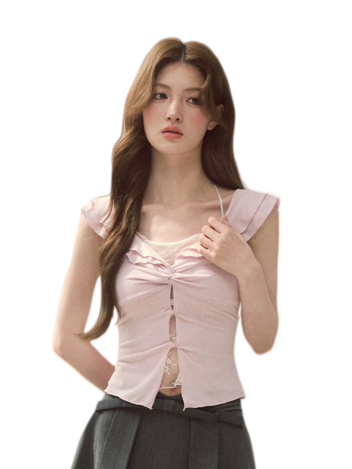 Ruffle Knot Fitted Top