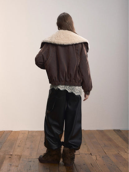 Velvet Fusion Oversized Faux Fur Down Jacket