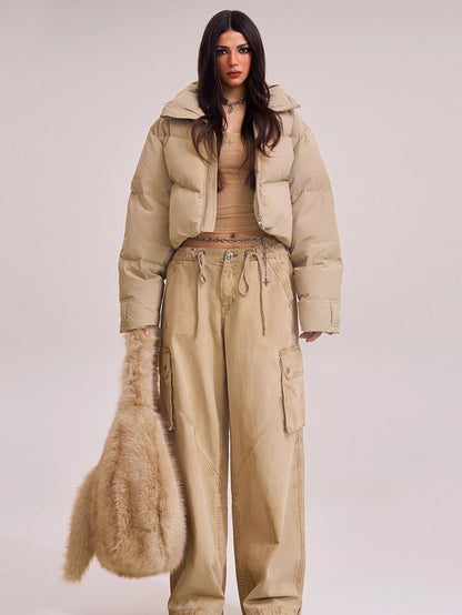 Sculpted Cross Cropped Down Jacket