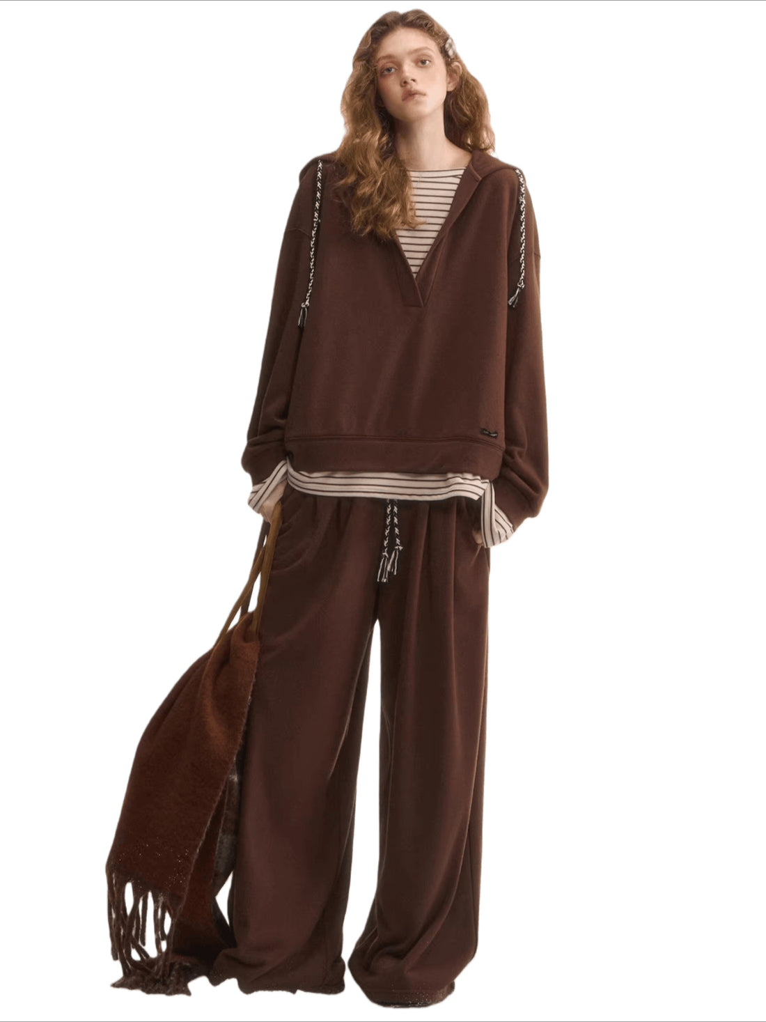Layered-Effect Sweatshirt &amp; Wide-Leg Sweatpants Set