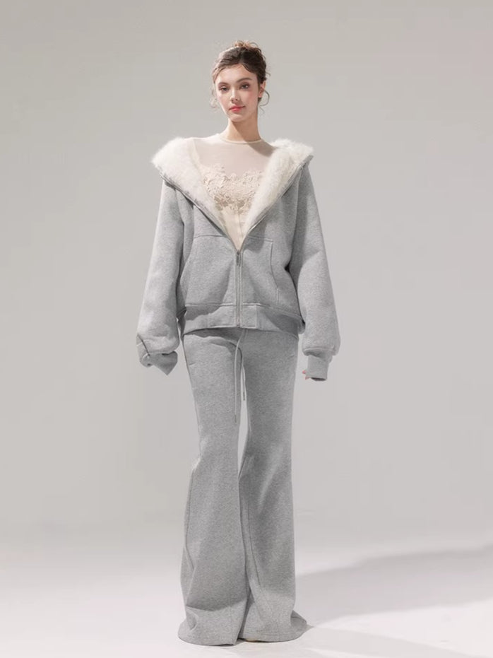 Hooded Fleece Jacket &amp; Plush Sweatpants Set