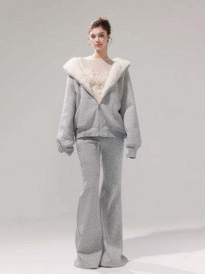 Hooded Fleece Jacket &amp; Plush Sweatpants Set