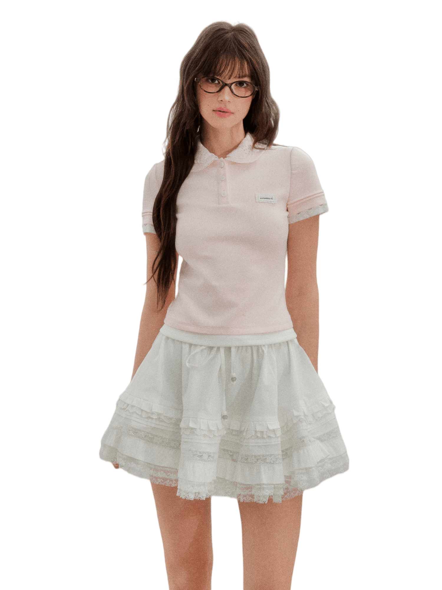 Embroidered Collar Pink Knit Polo