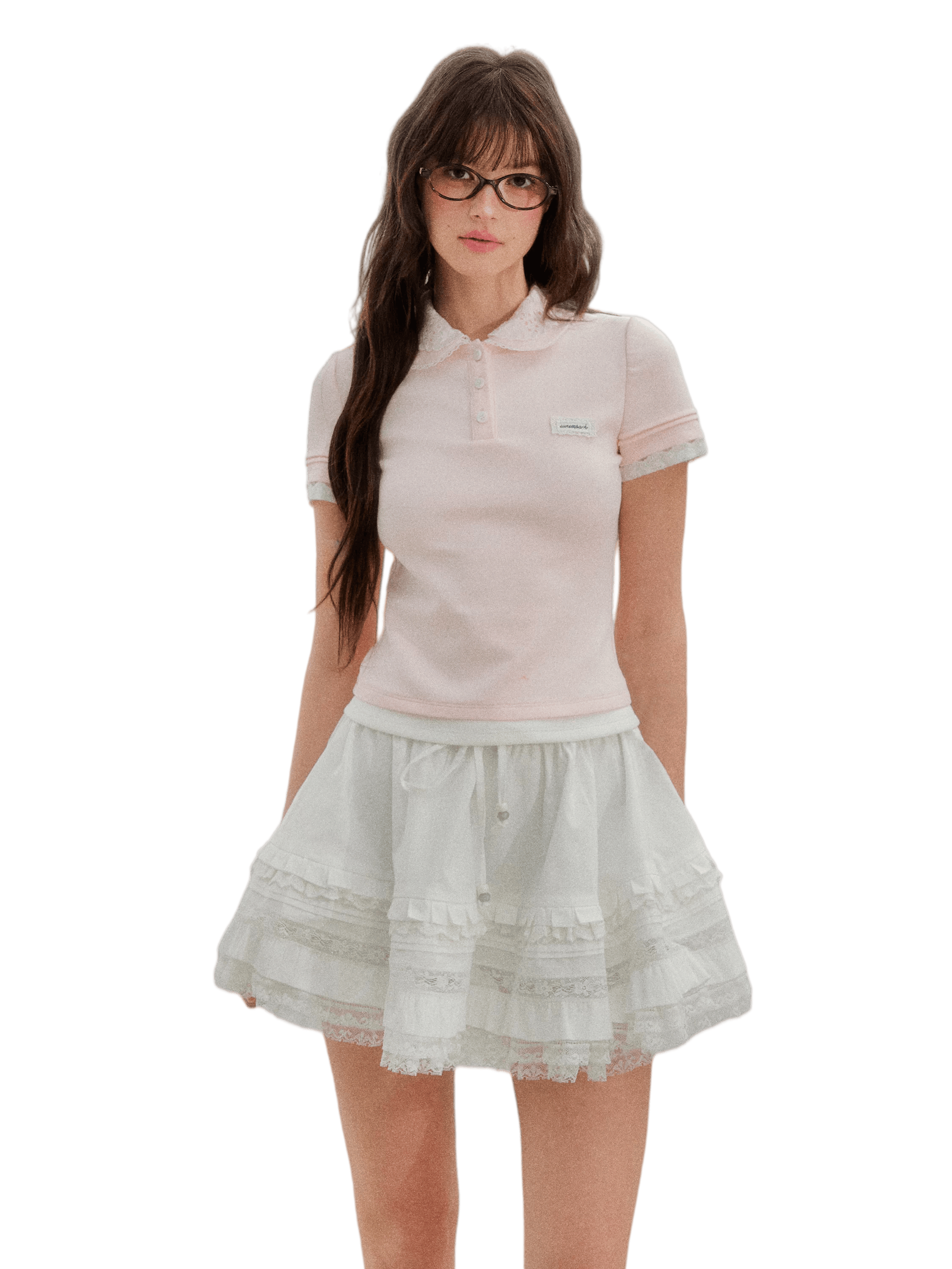 Embroidered Collar Pink Knit Polo