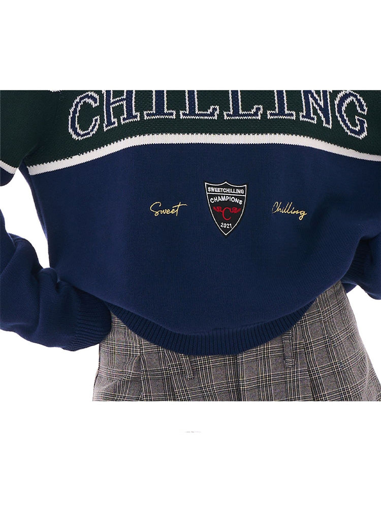 Varsity Knit Pullover Sweater