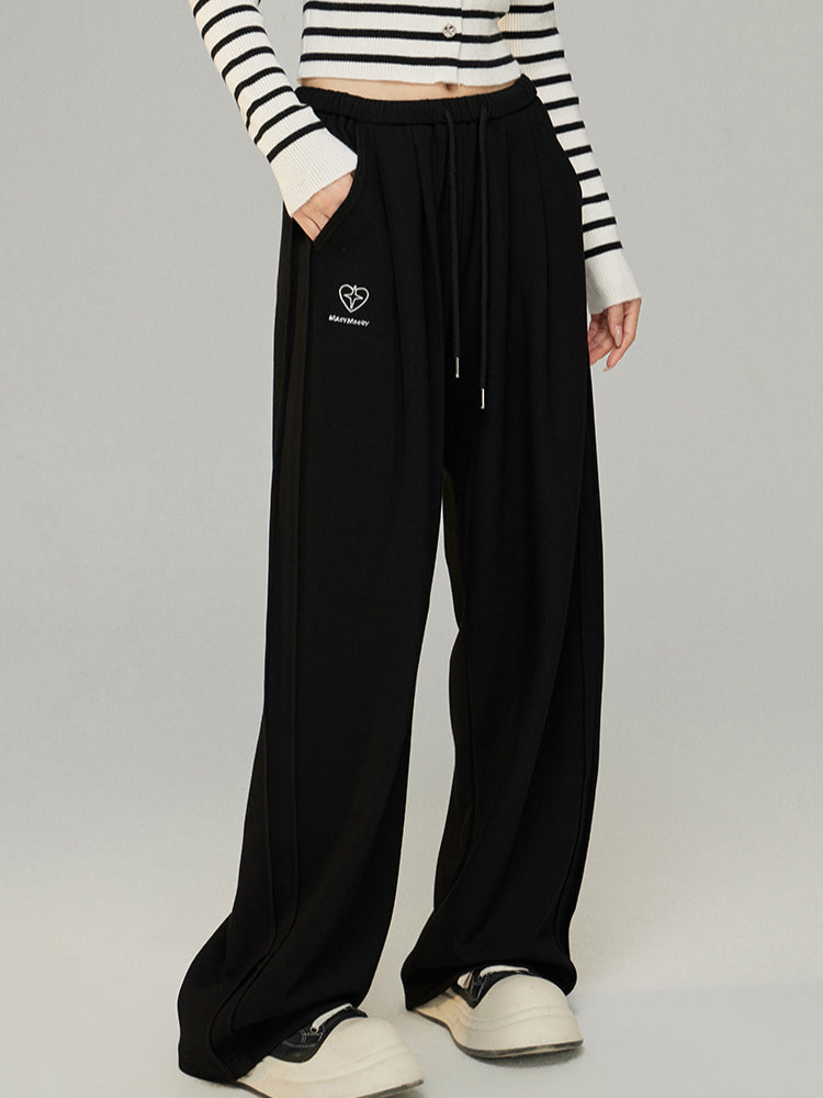 Black &amp; Off-white Knit Wide-Leg Pants