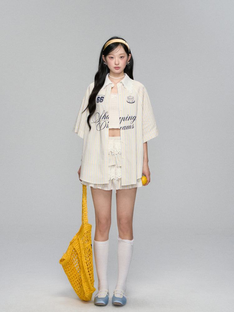 Striped Jersey Shirt Coat &amp; Skirt Set - CHINASQUAD
